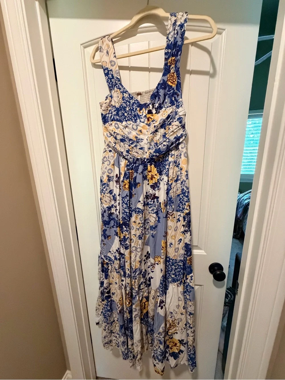 Free People Blue, White & Yellow Floral Maxi Dress
